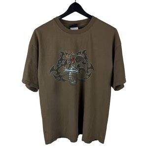 Vintage Y2K Sonoma White Dragon Tribal Grunge Style Brown Shirt Size XL